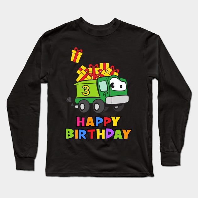 3rd Birthday Party 3 Year Old Three Years Long Sleeve T-Shirt by KidsBirthdayPartyShirts